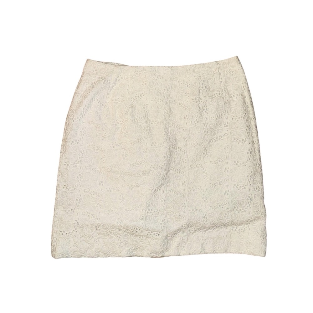 Lilly Pulitzer Skirt Womens 2P White Floral Eyelet Mini Cotton